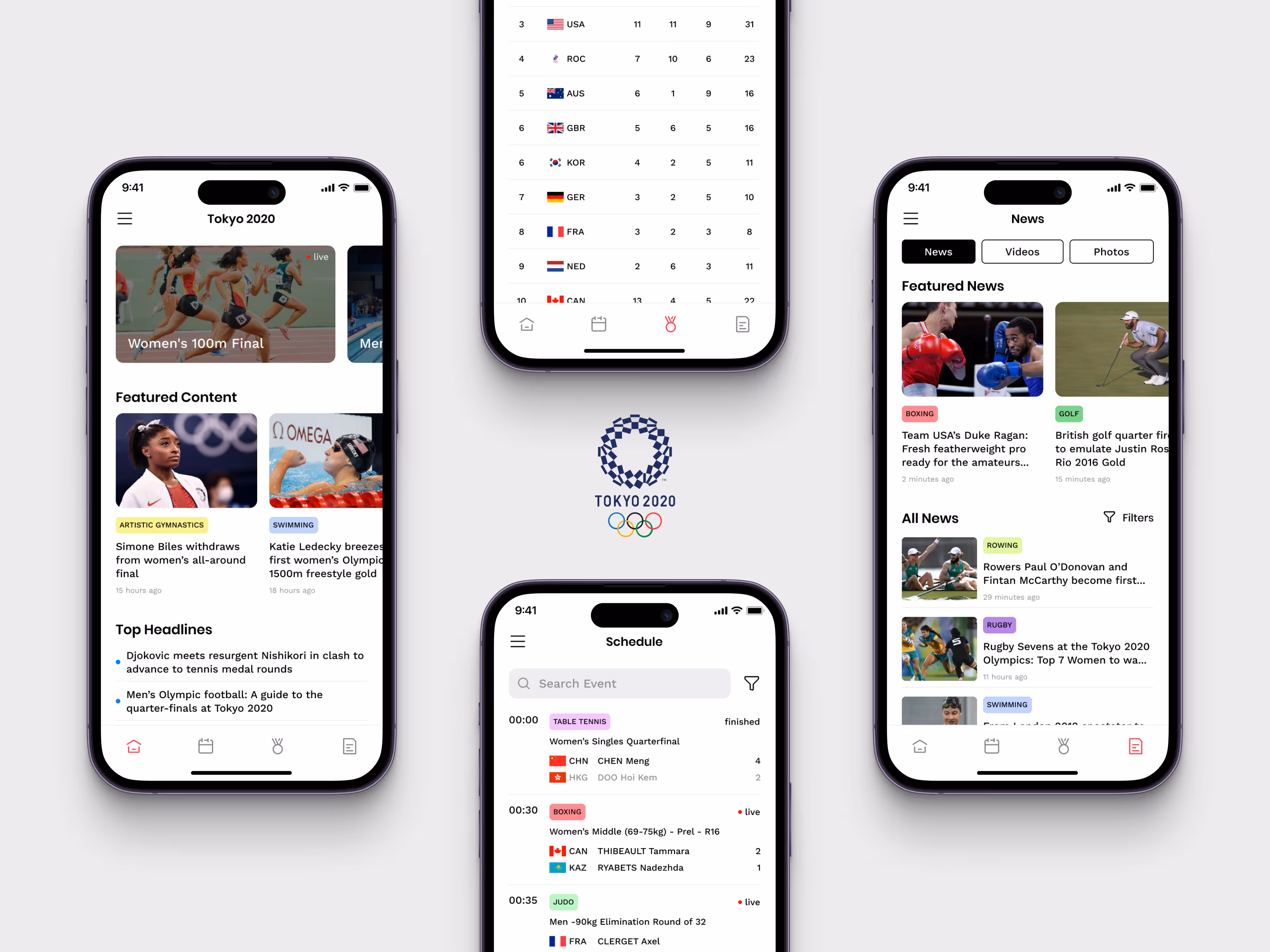 Redesign of the olympics app from tokyo 2020