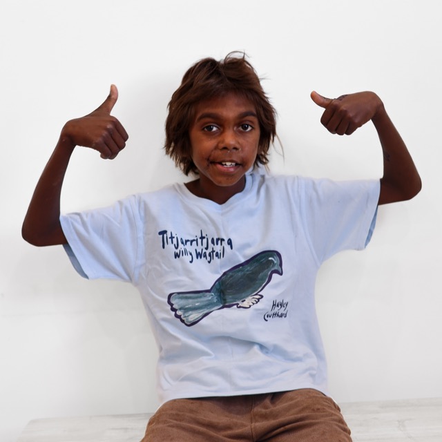 Kids T-shirt - Titjarritjarra (willie wagtail) - Pale Blue