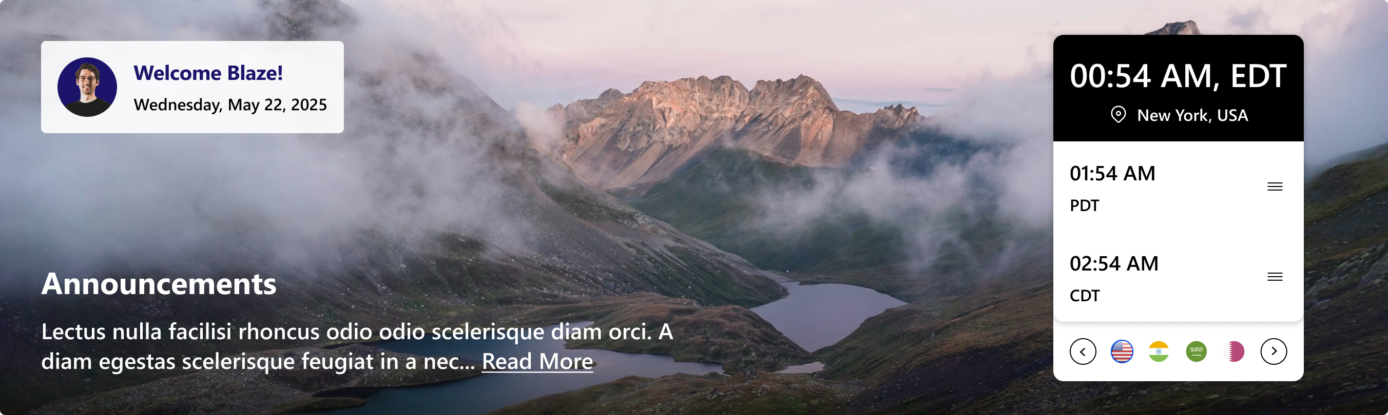 Announcement & Global Time Banner