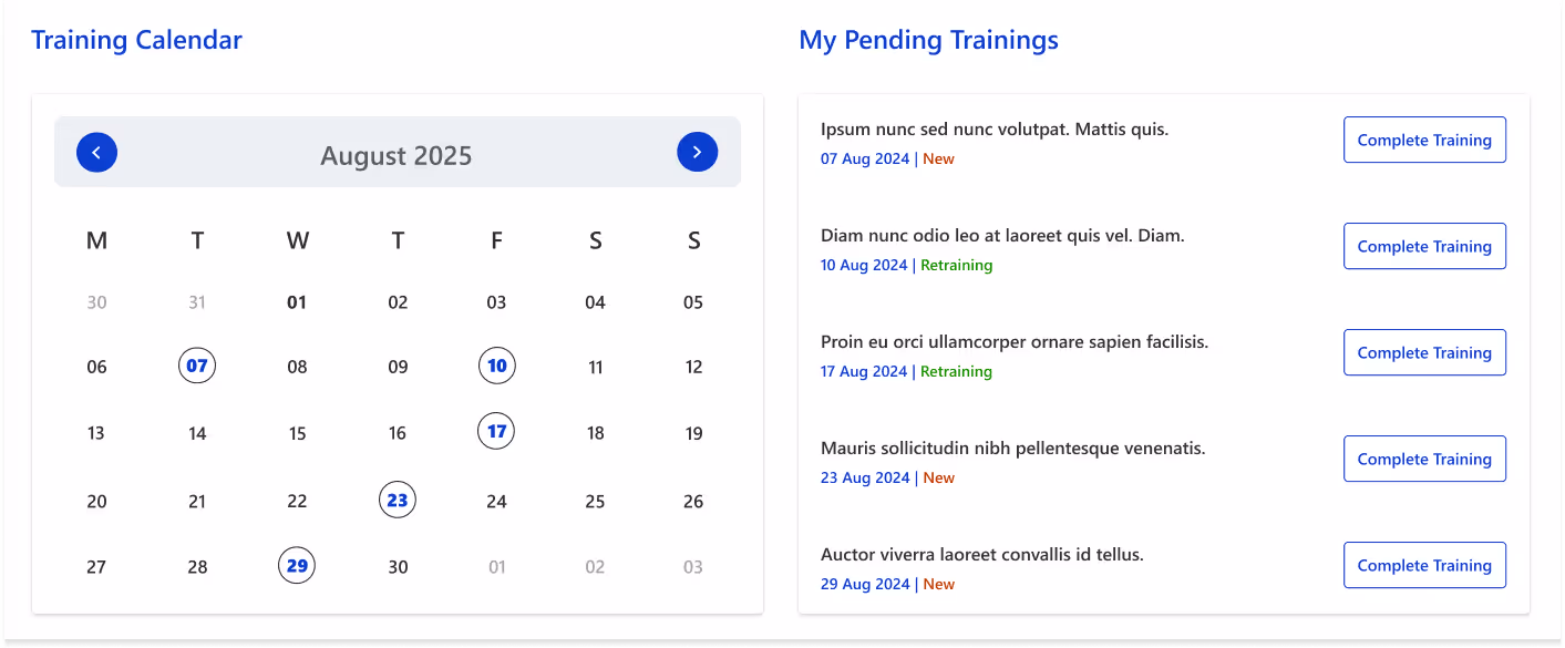 Training-calendar