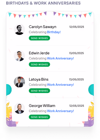 Birthday & Work Anniversaries