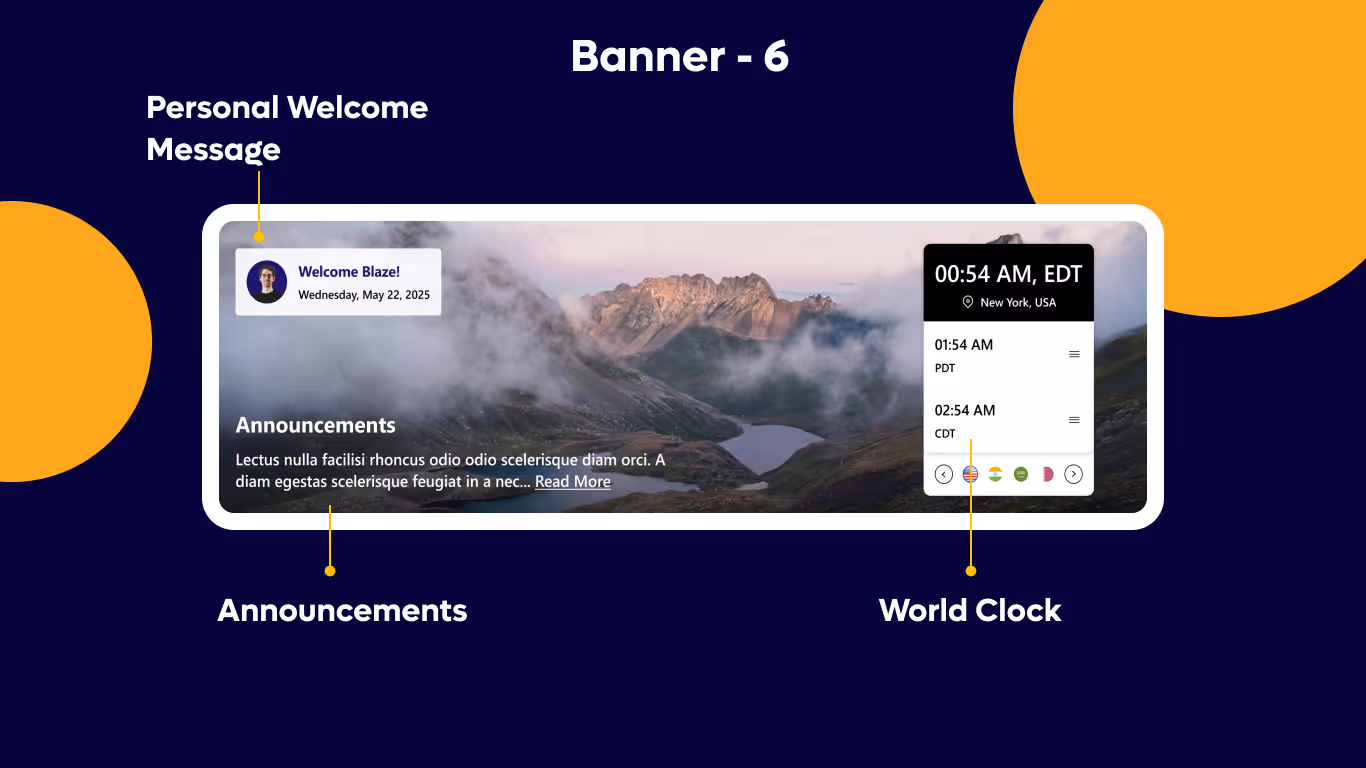 Banner 06 - Announcements & Multi-Timezone Widget