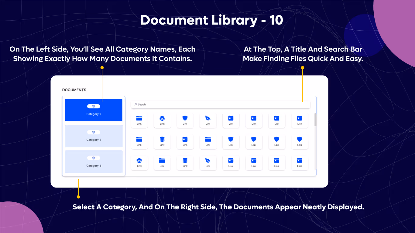 Document Library 10 - Documents Hub – Category Toggle View