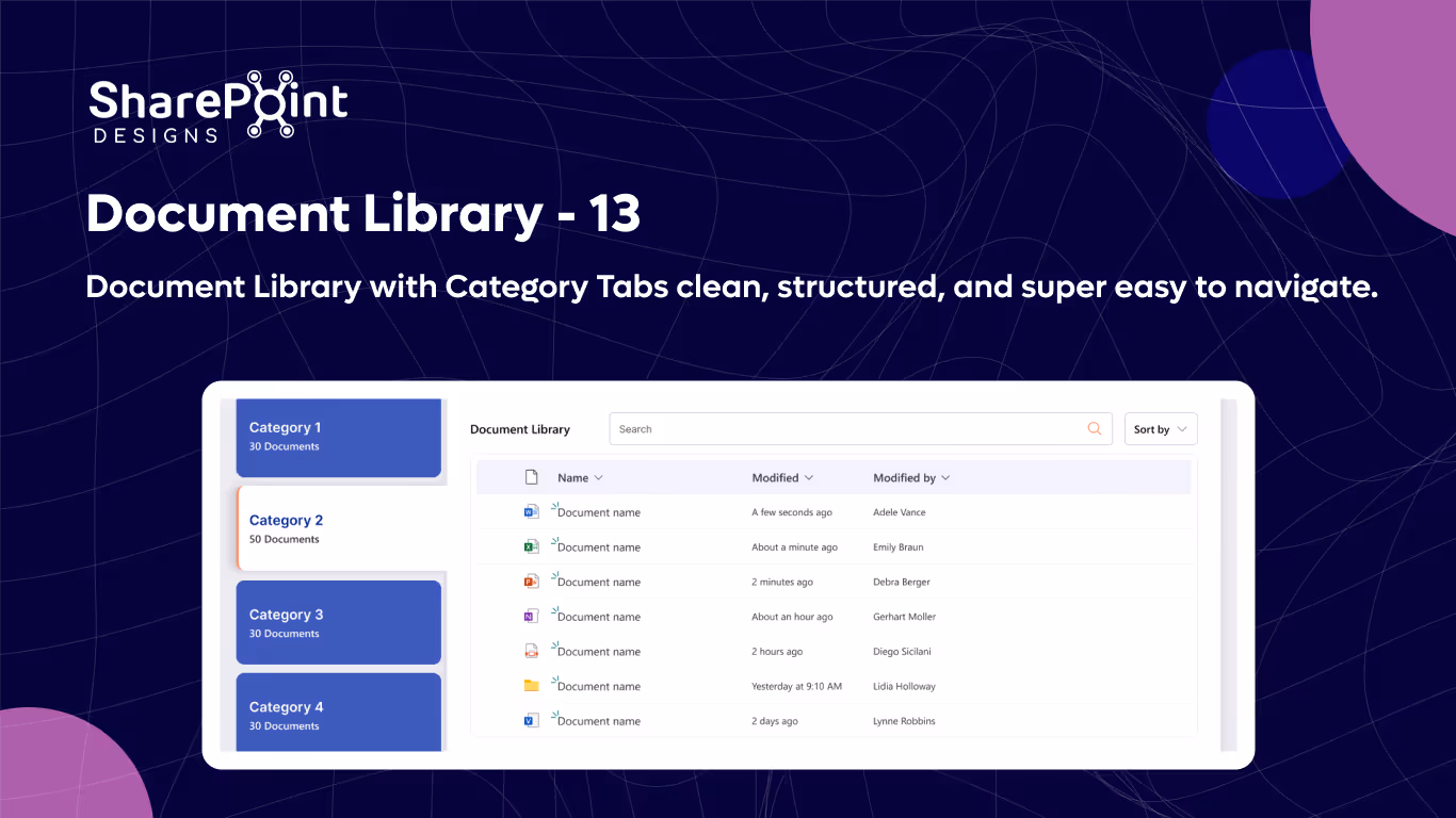 Document Library 13 - Document Library with Category Filter Panel