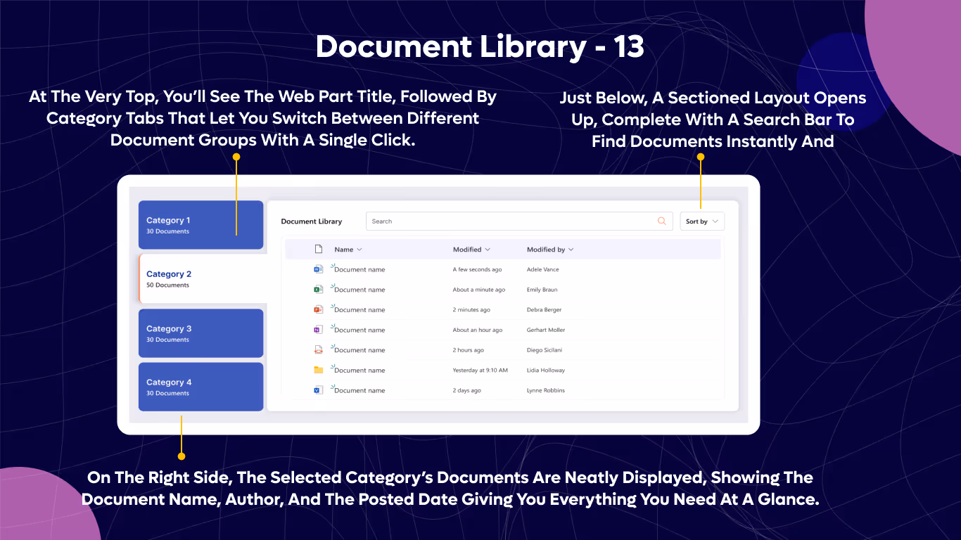 Document Library 13 - Document Library with Category Filter Panel