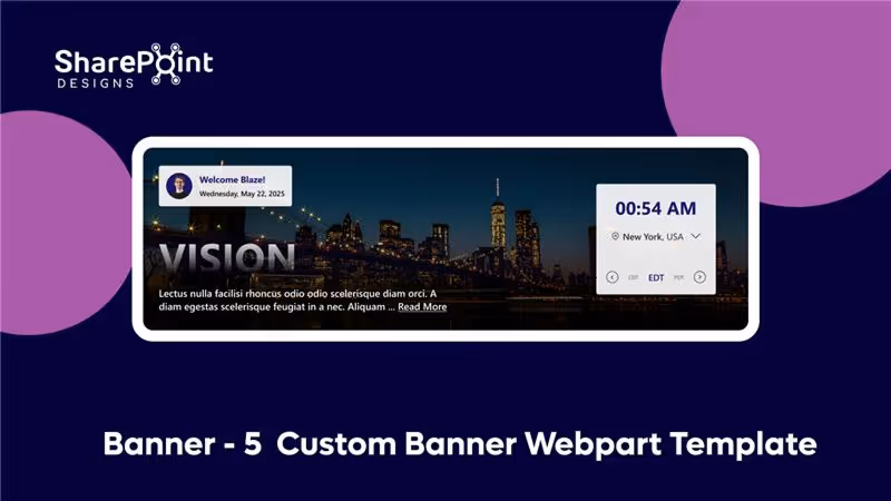 Banner 05 - Welcome & City Time Panel