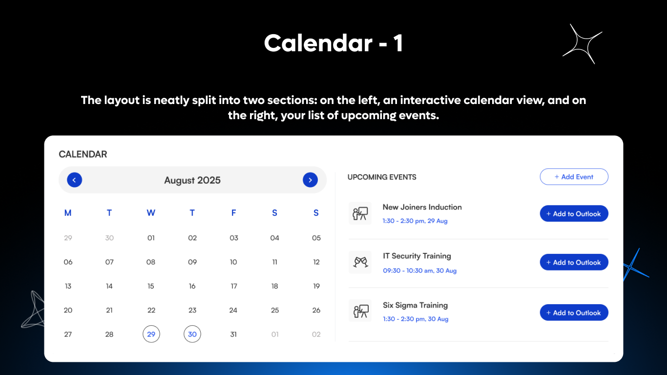 Calendar 01 - Events Calendar with Outlook Sync
