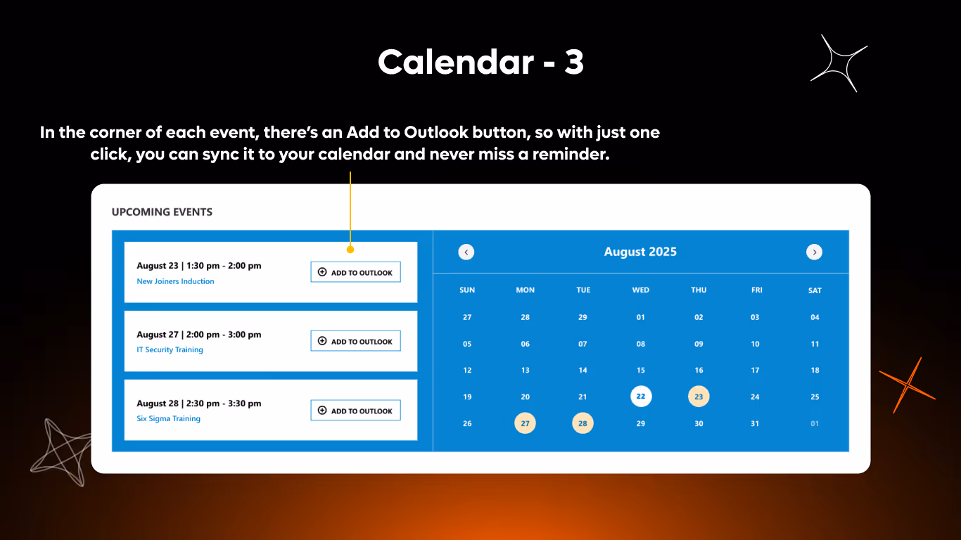 Calendar 03 - Upcoming Events Dashboard