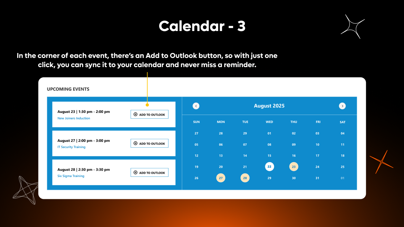 Calendar 03 - Upcoming Events Dashboard
