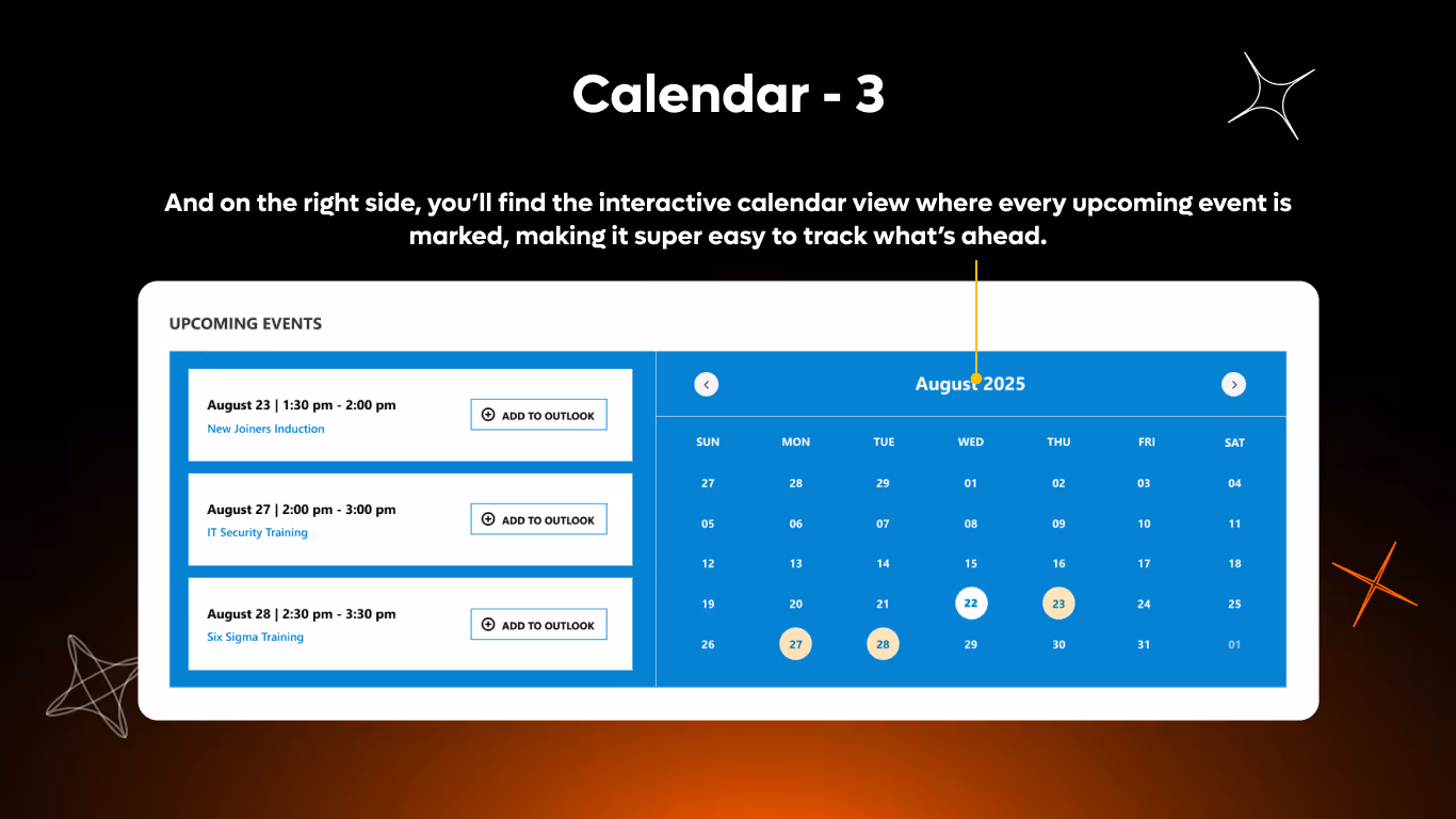 Calendar 03 - Upcoming Events Dashboard
