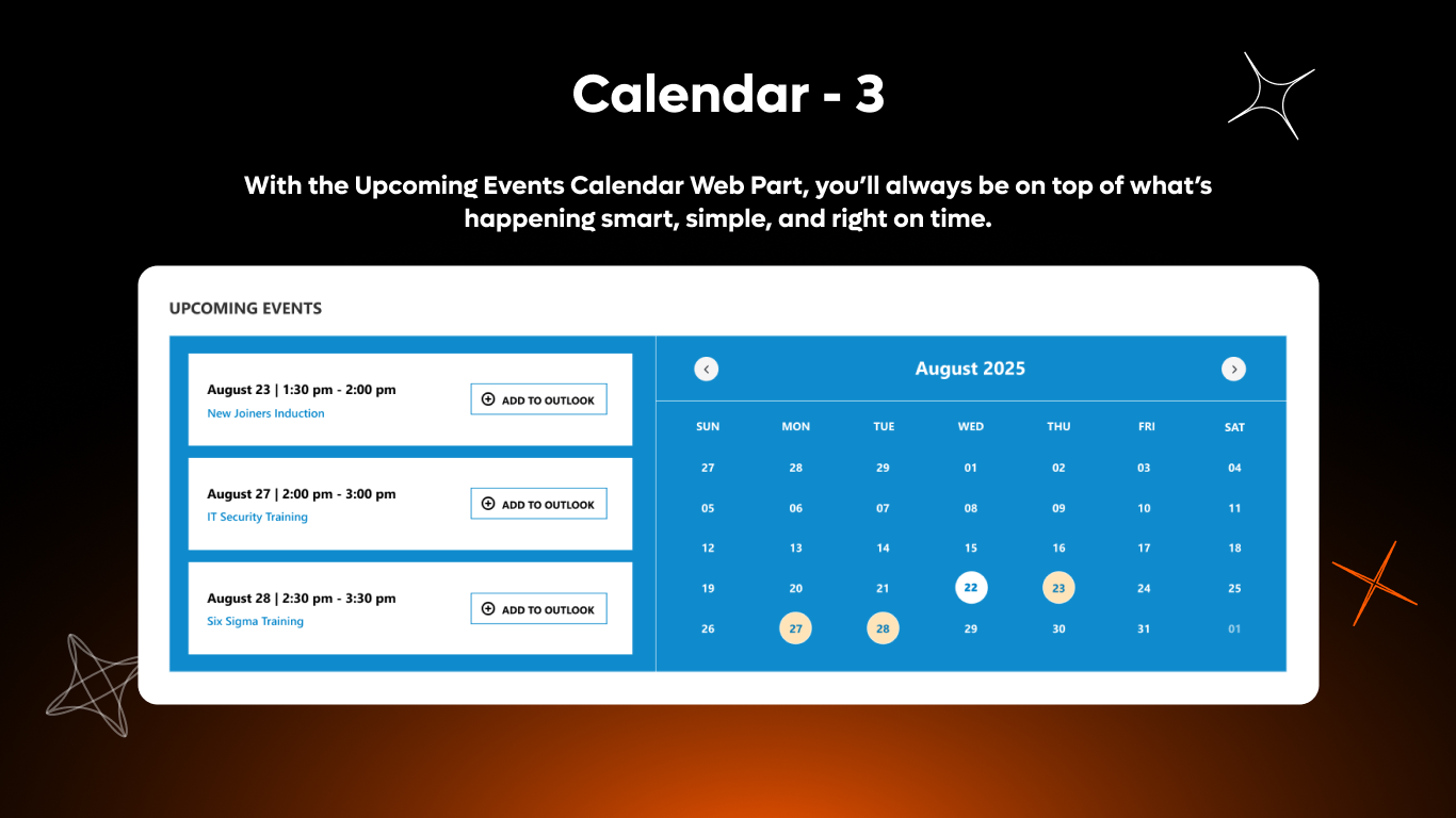 Calendar 03 - Upcoming Events Dashboard
