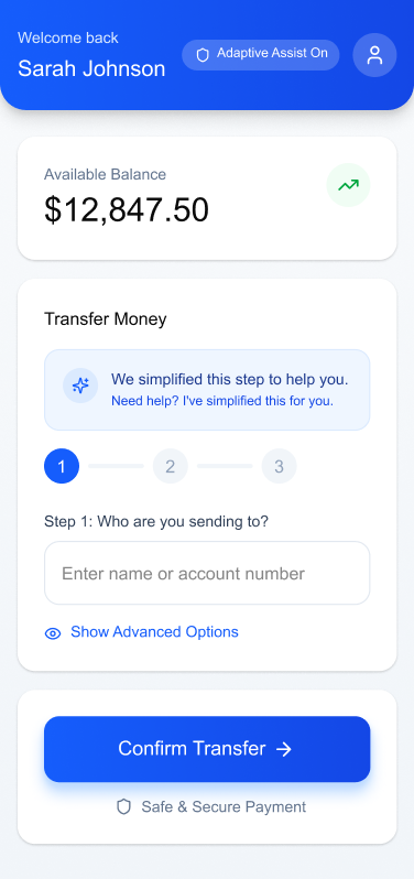 Neuro Adaptive Interface in Banking app