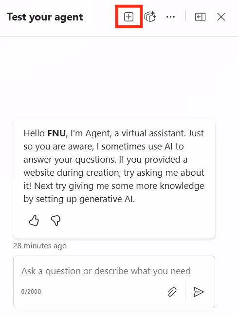 Personalized Copilot agent greeting example4