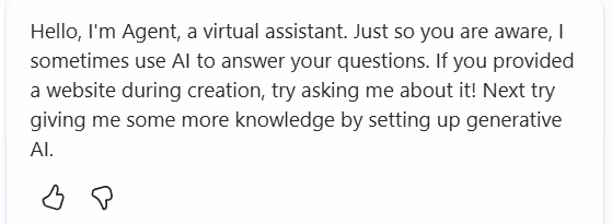 Personalized Copilot agent greeting example4