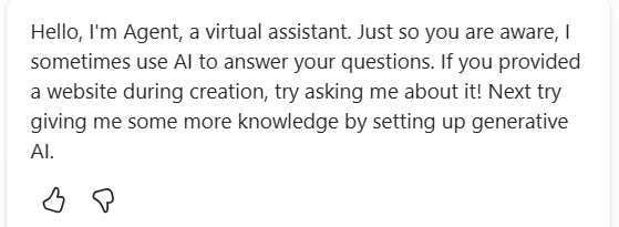 Personalized Copilot agent greeting example4