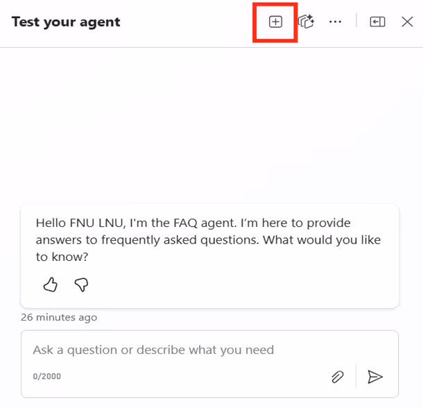 Copilot agent welcome message using system variables