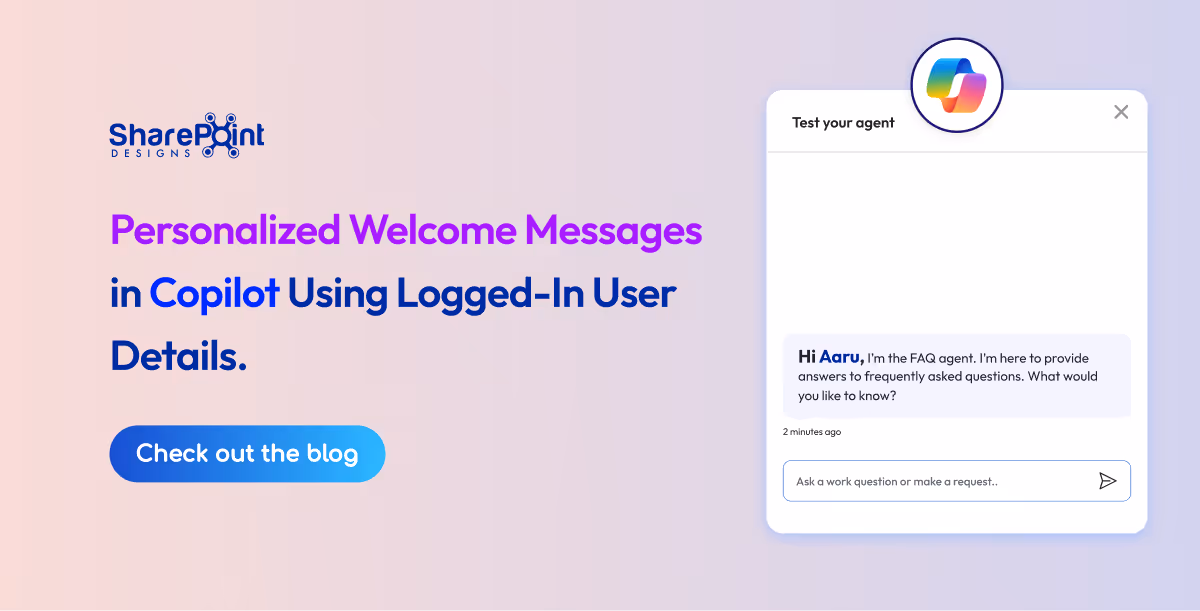 Personalized Copilot agent greeting example