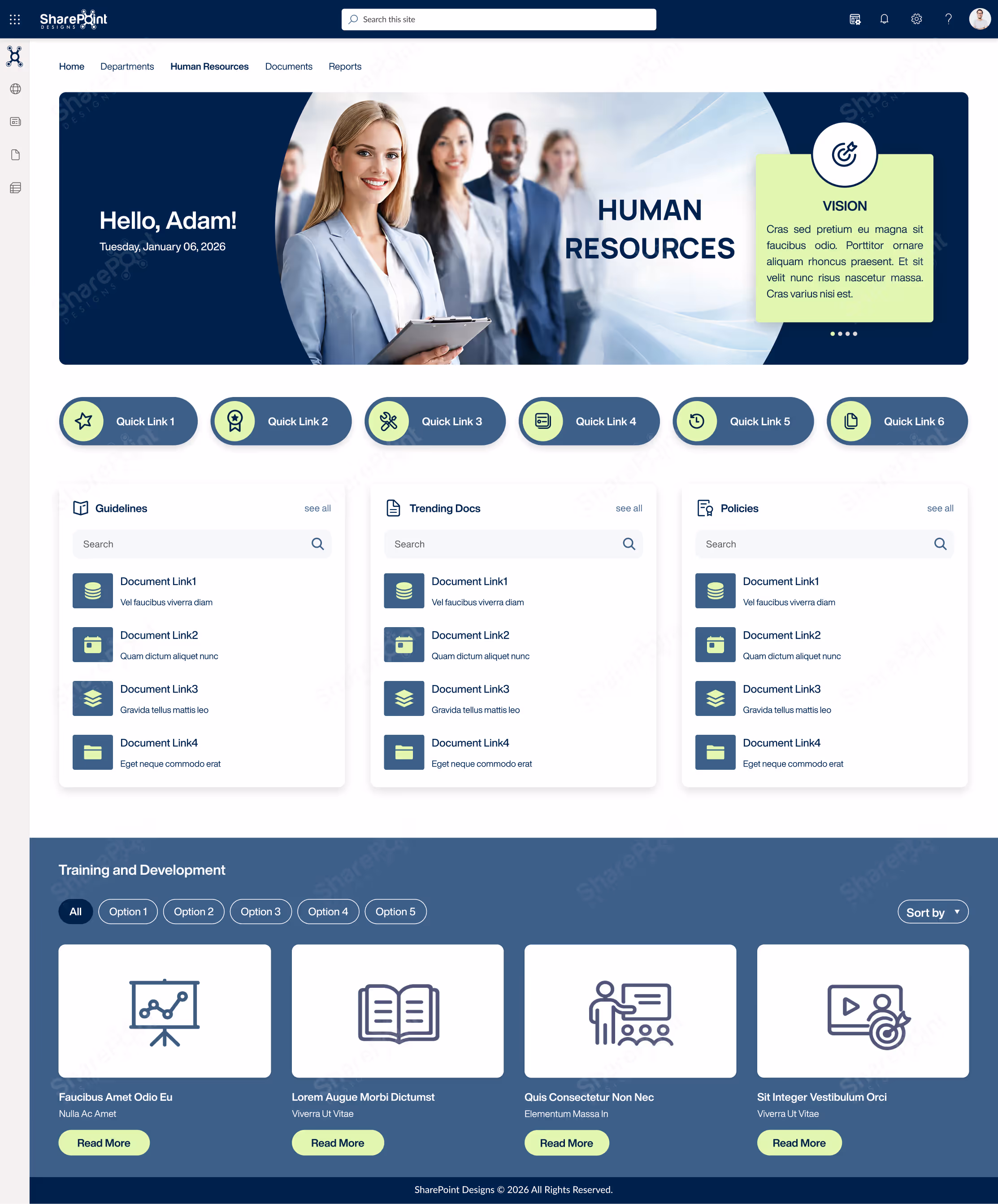 sharepoint homepage templates