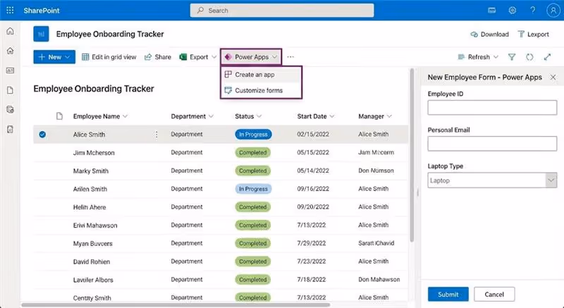 SharePoint Lists & Power Apps Integration