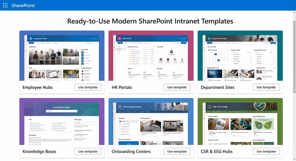 Ready-to-Use Modern SharePoint Intranet Templates