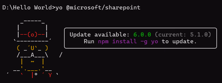 SPFx Yeoman generator command in terminal