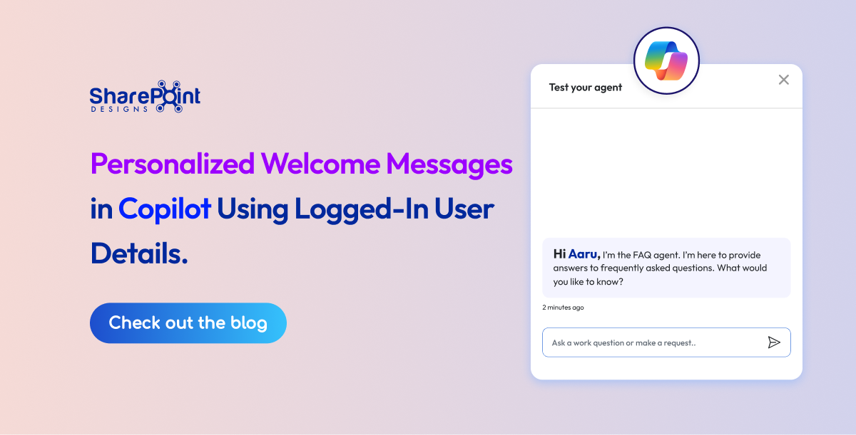 Personalized Copilot agent greeting example