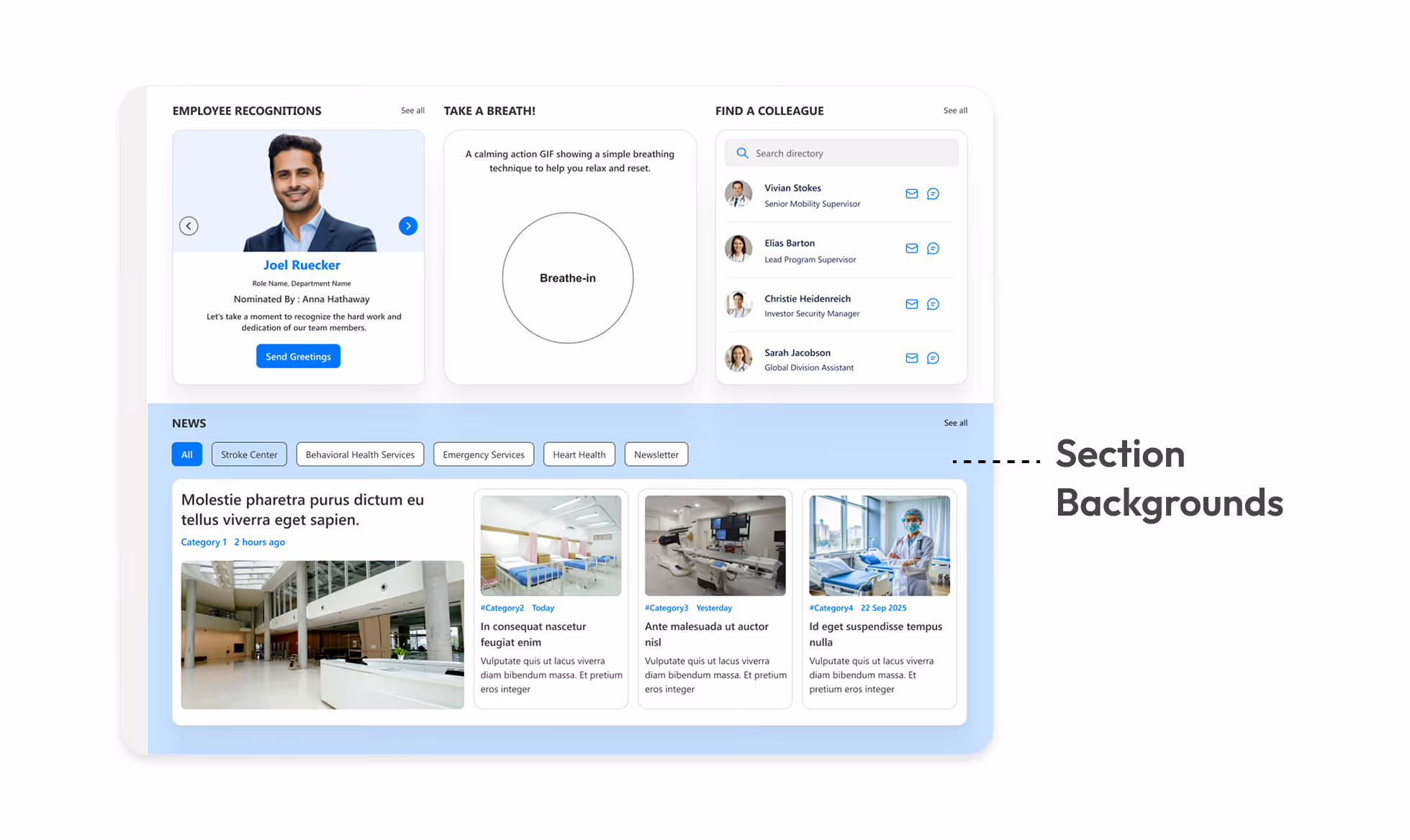 SharePoint intranet section background