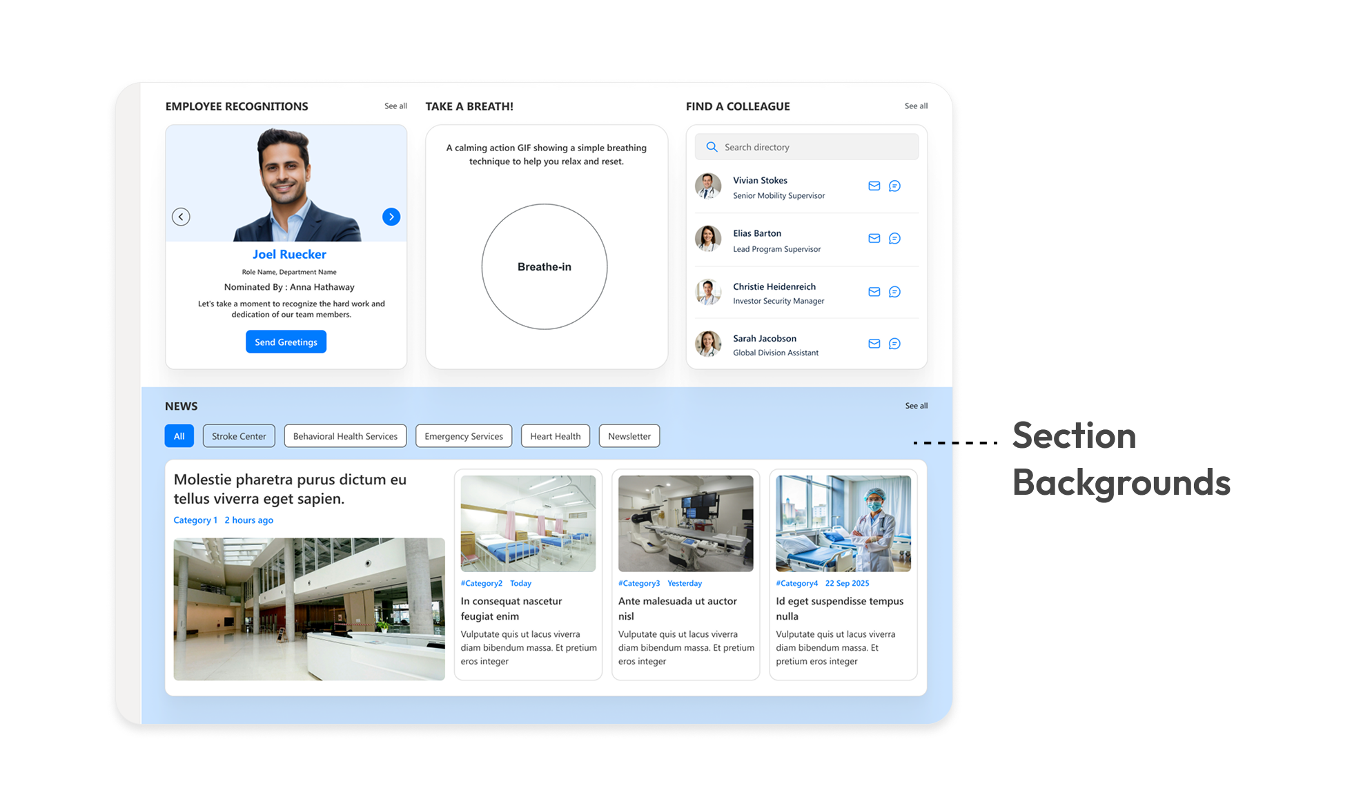 SharePoint intranet section background
