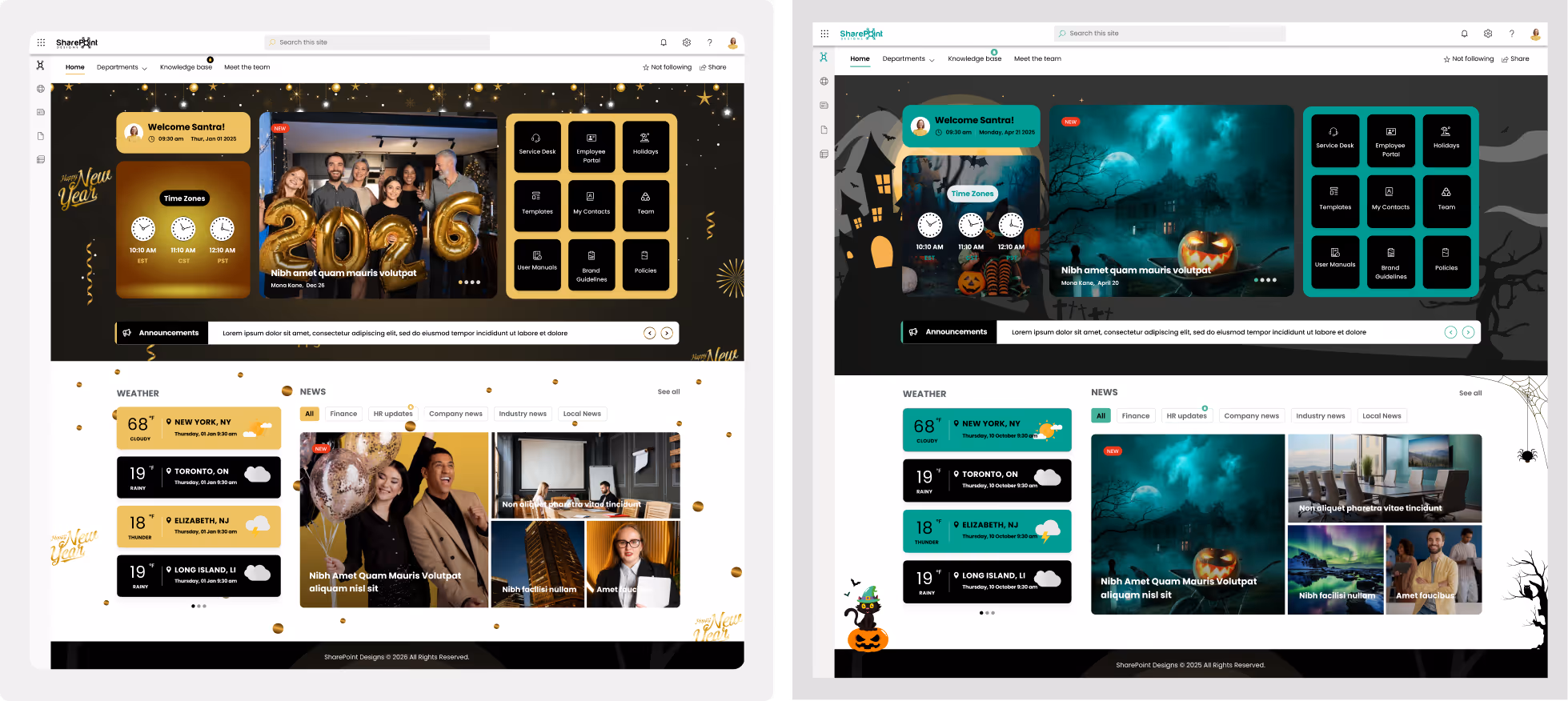SharePoint intranet homepage layout