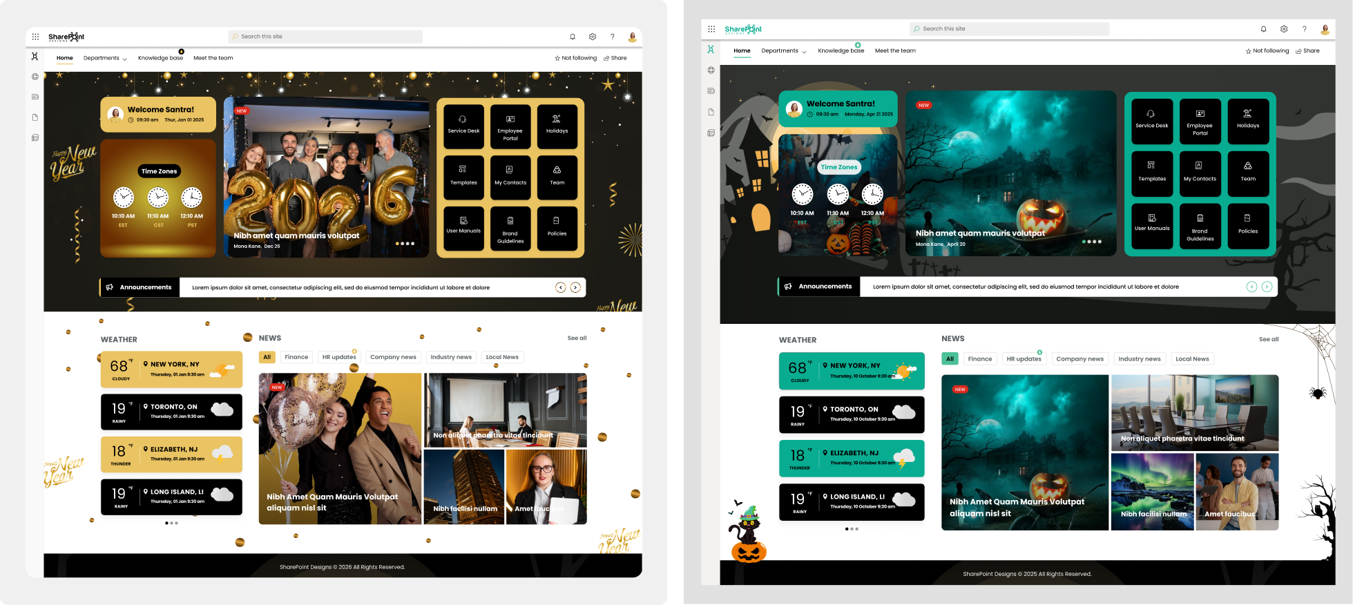 SharePoint intranet homepage layout