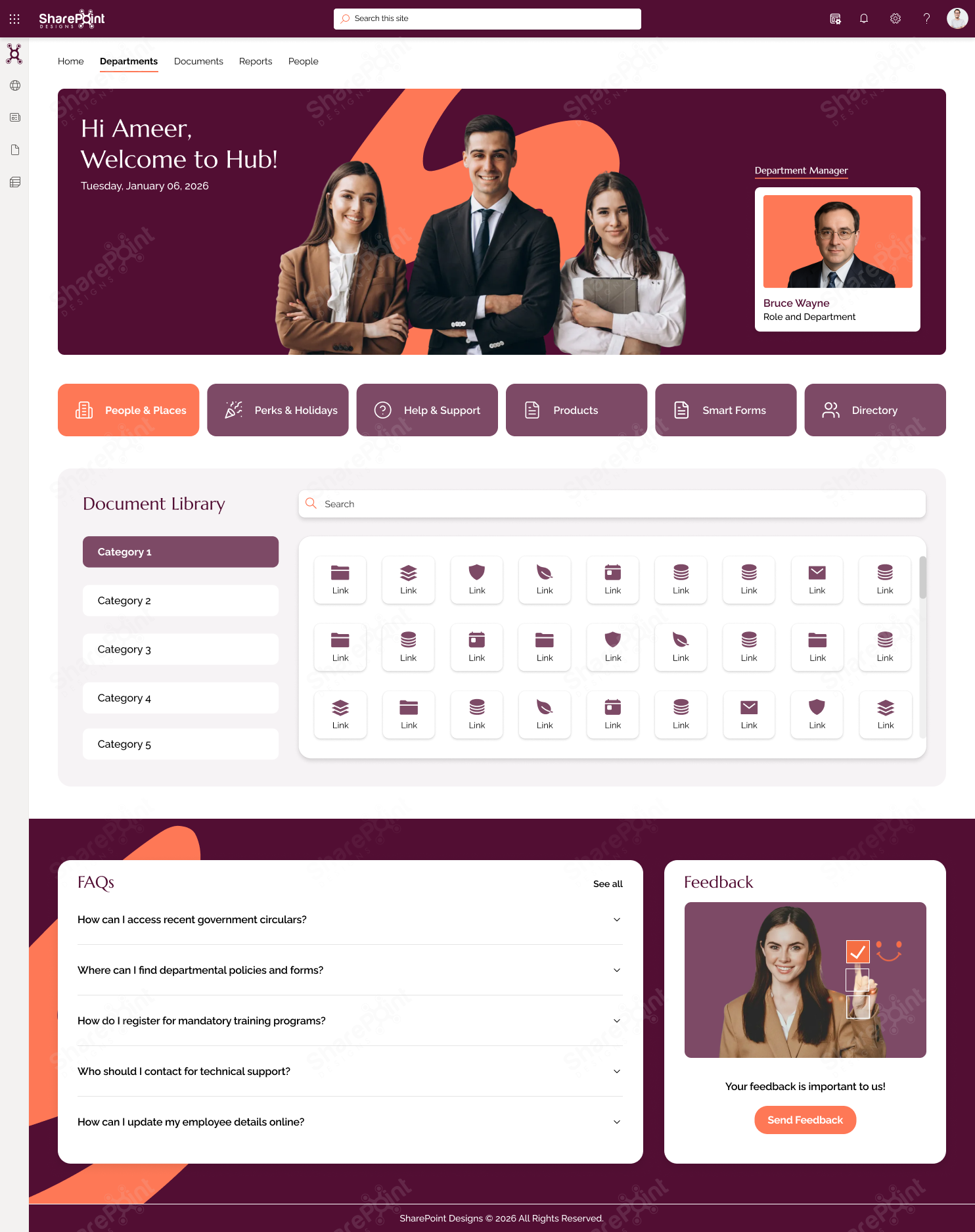 Department Site SharePoint Intranet Design