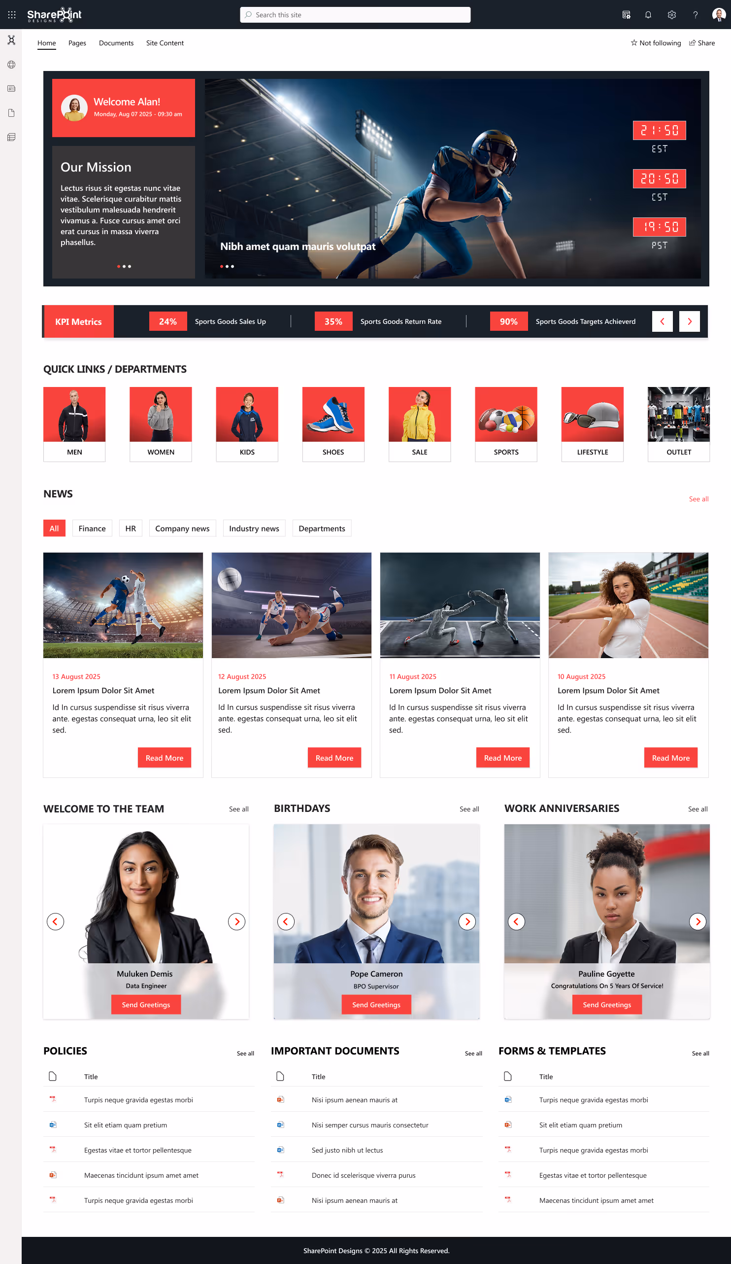 Modern SharePoint Employee Hub Template for SharePoint Online intranet