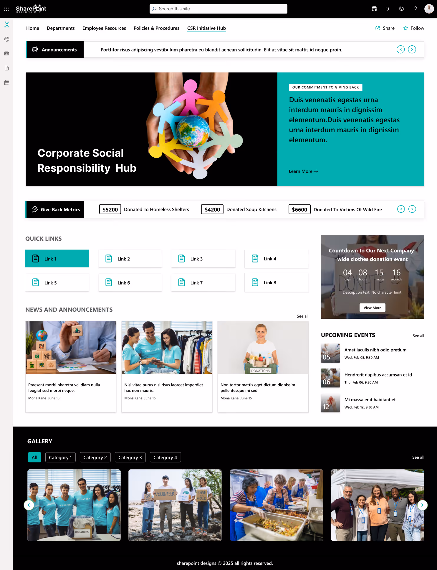 SharePoint CSR Portal Template for corporate social responsibility programs 