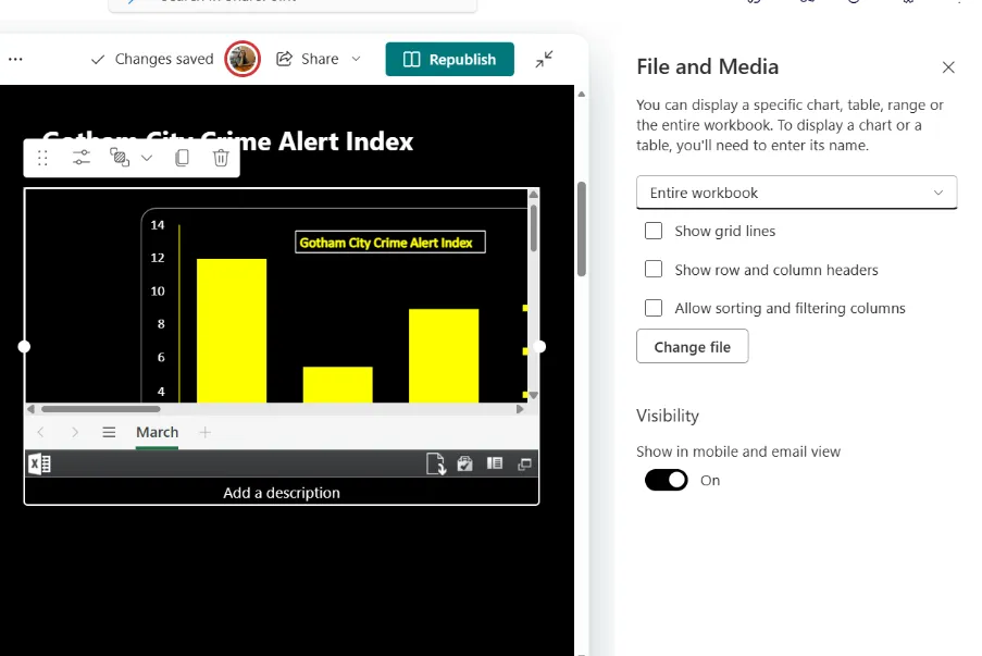 Excel customized black background bar chart in Quick chart