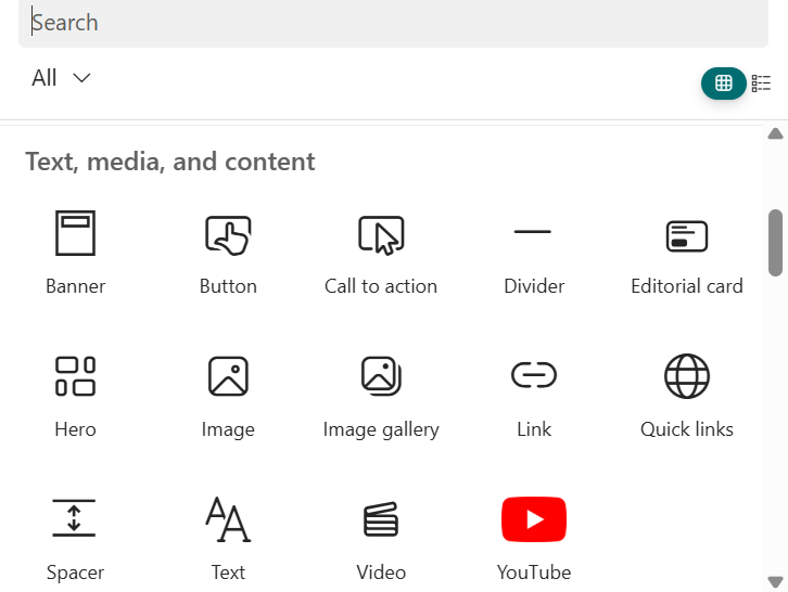 Selecting a web part in SharePoint