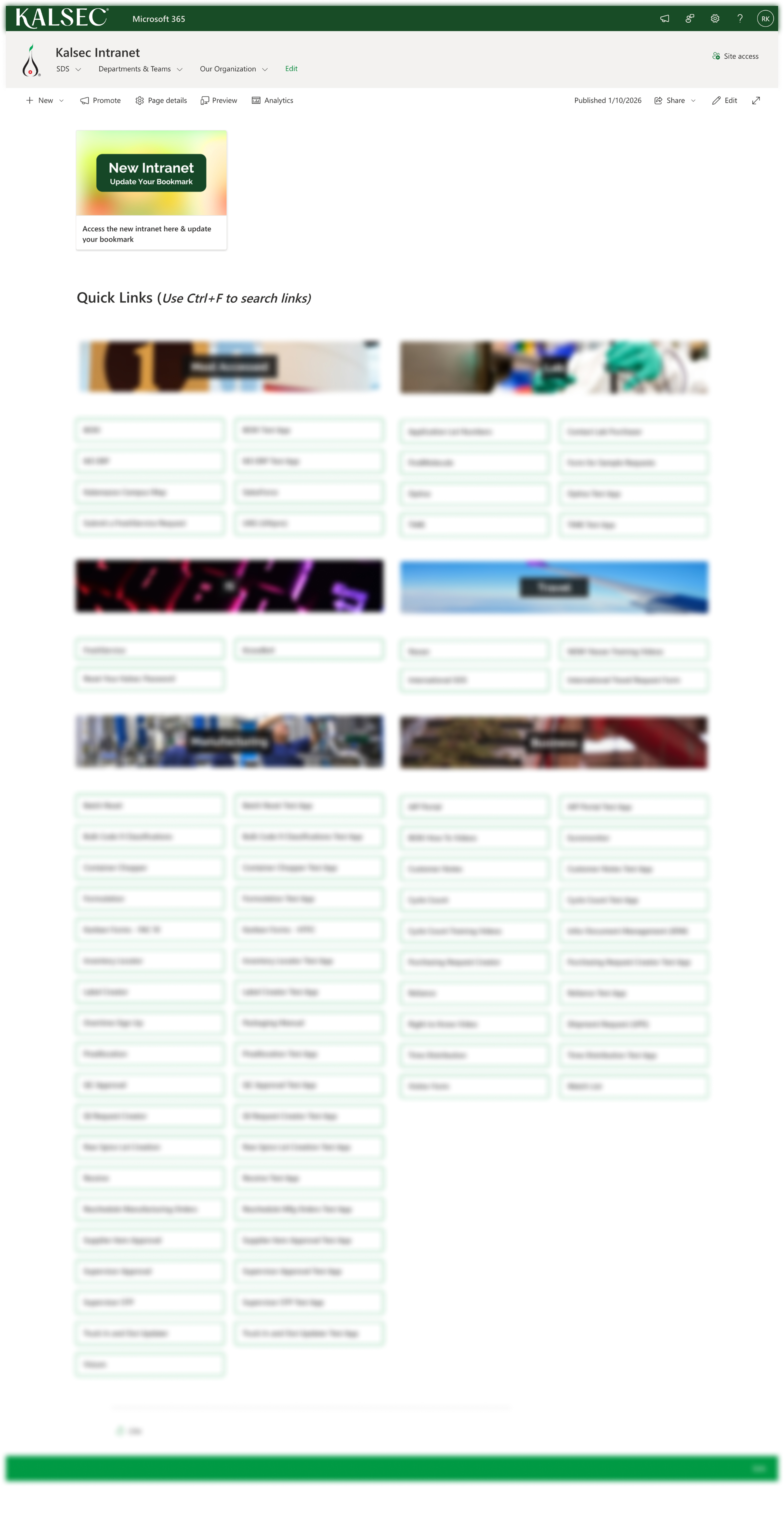 Kalsec SharePoint Intranet old Template