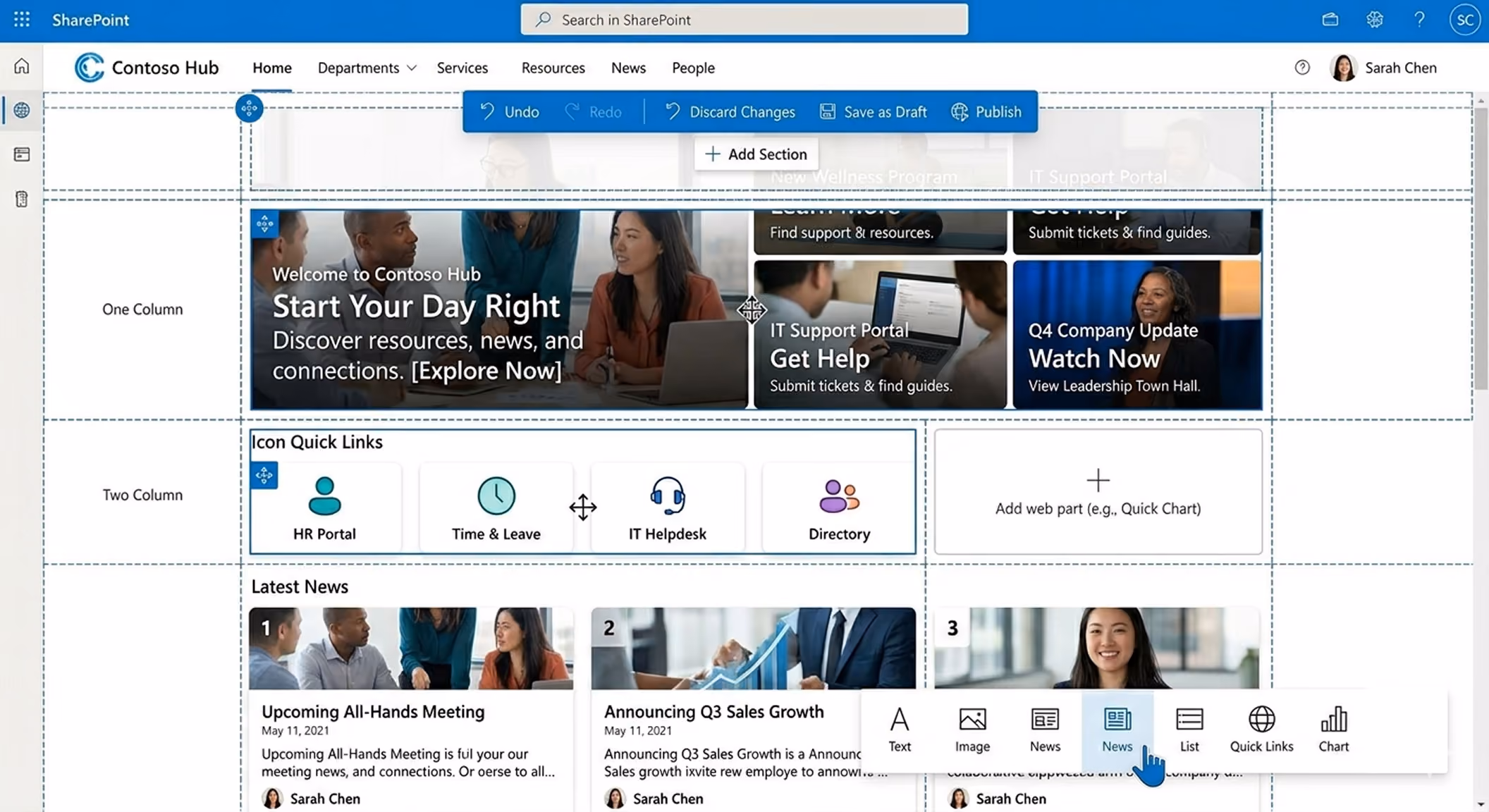 Multi-column SharePoint page section layout