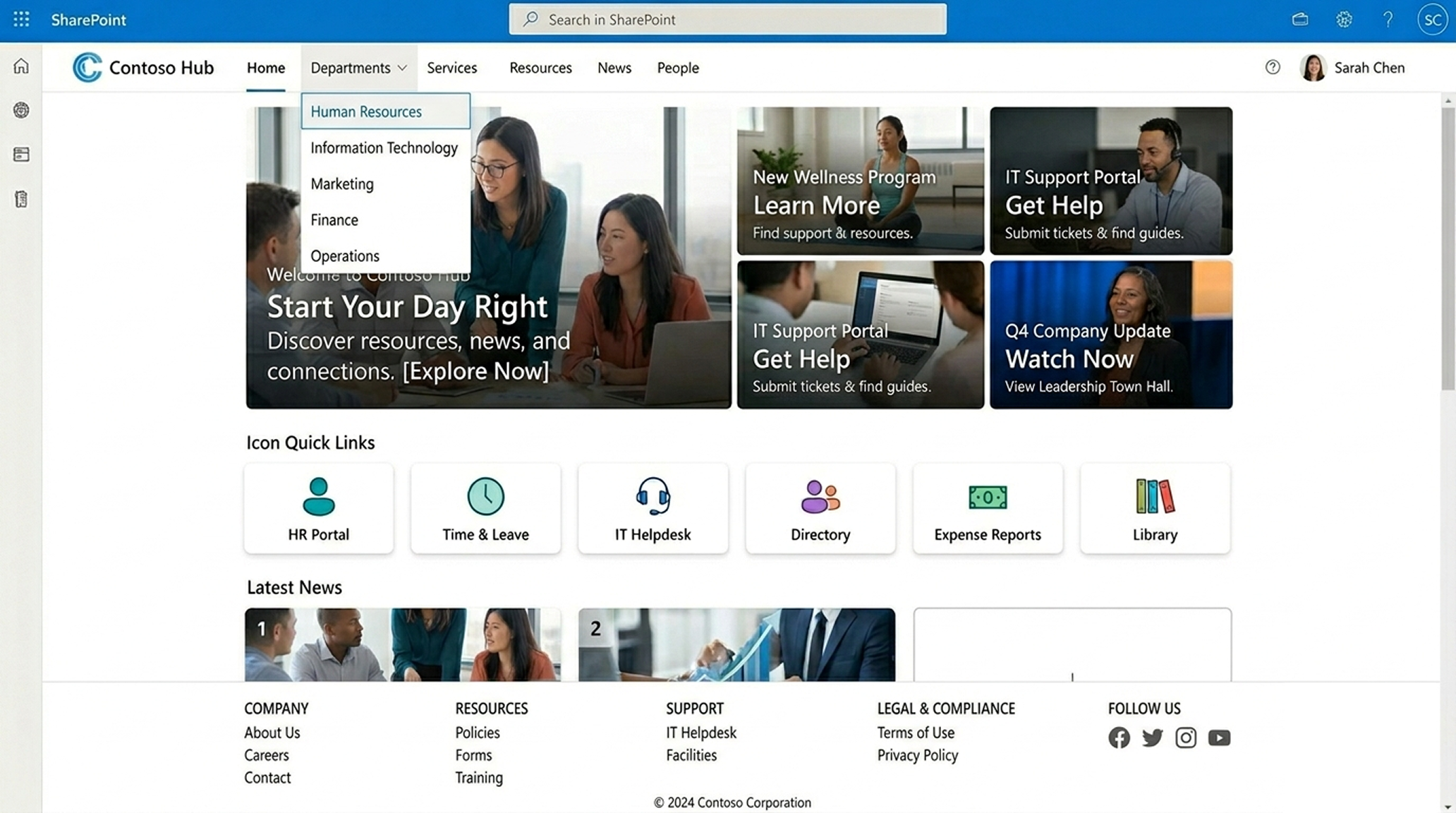 Global navigation menu for SharePoint.