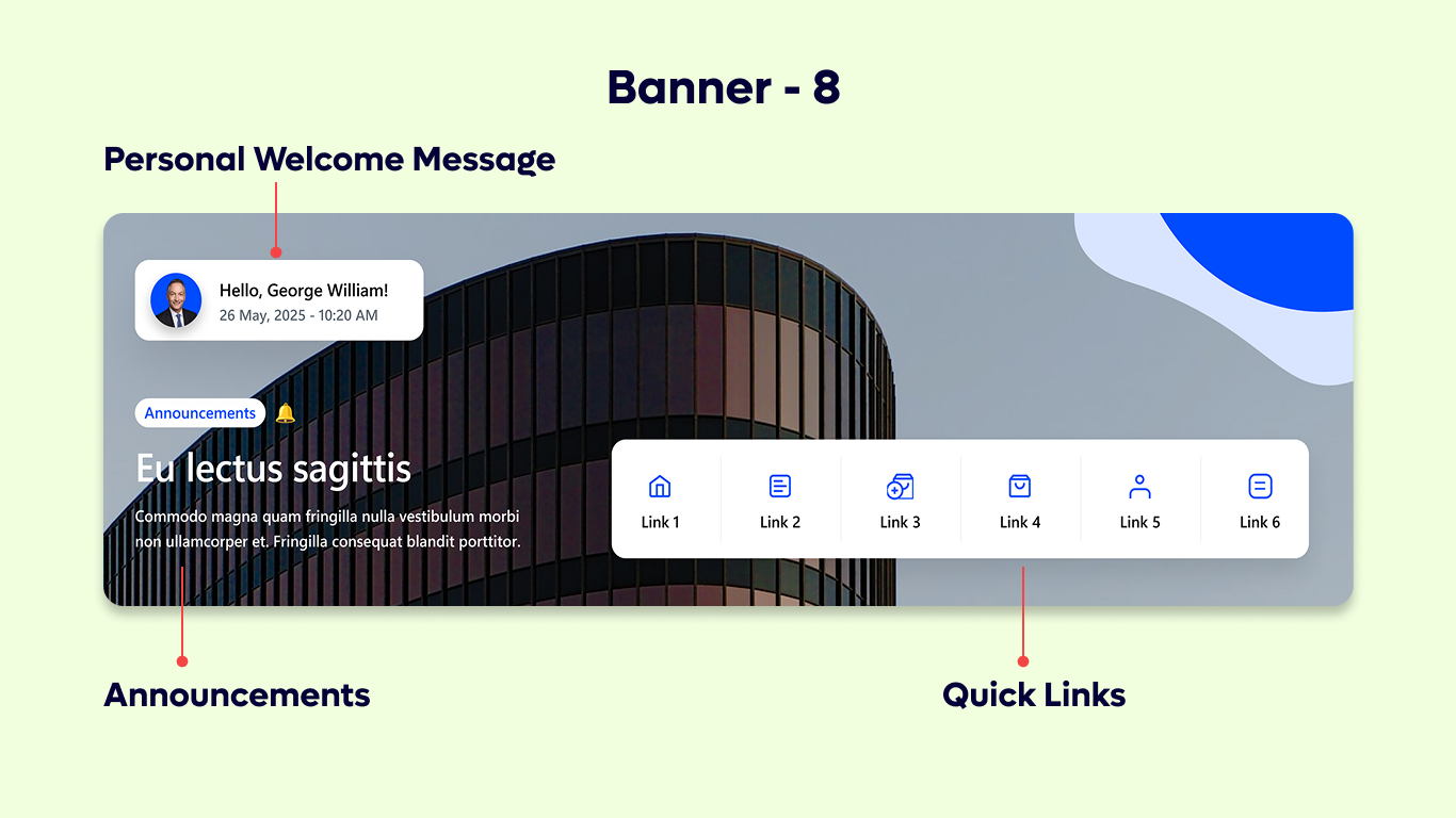 Banner 08 - Welcome Banner with Quick Links