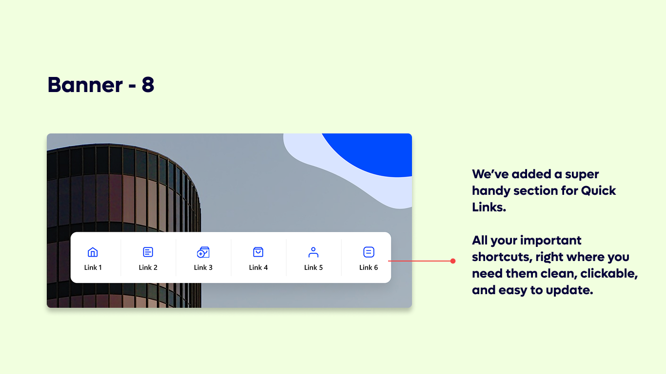 Banner 08 - Welcome Banner with Quick Links
