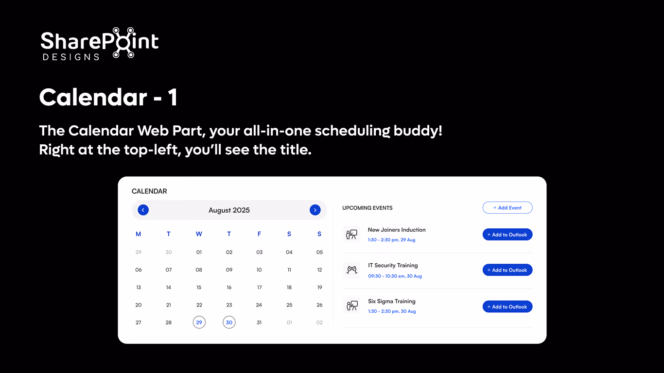 Calendar 01 - Events Calendar with Outlook Sync
