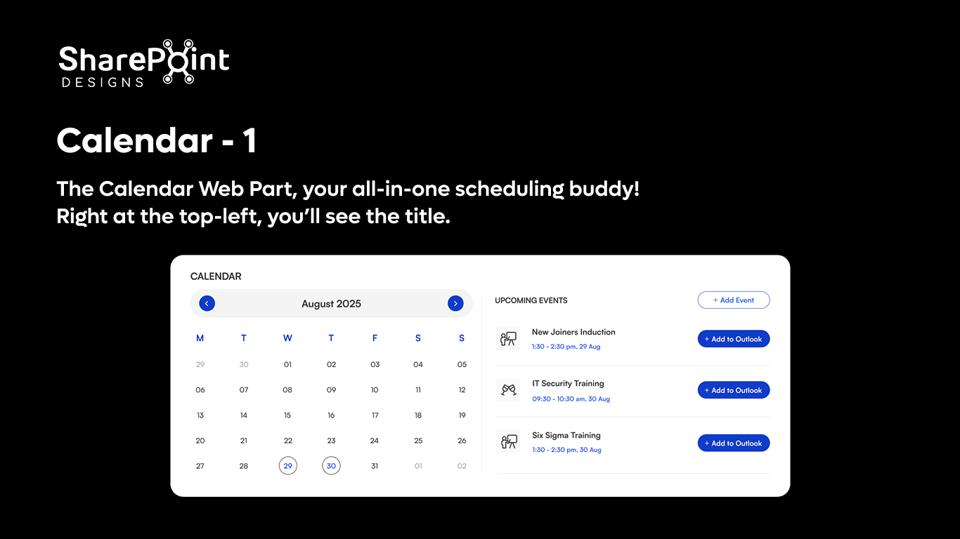 Calendar 01 - Events Calendar with Outlook Sync