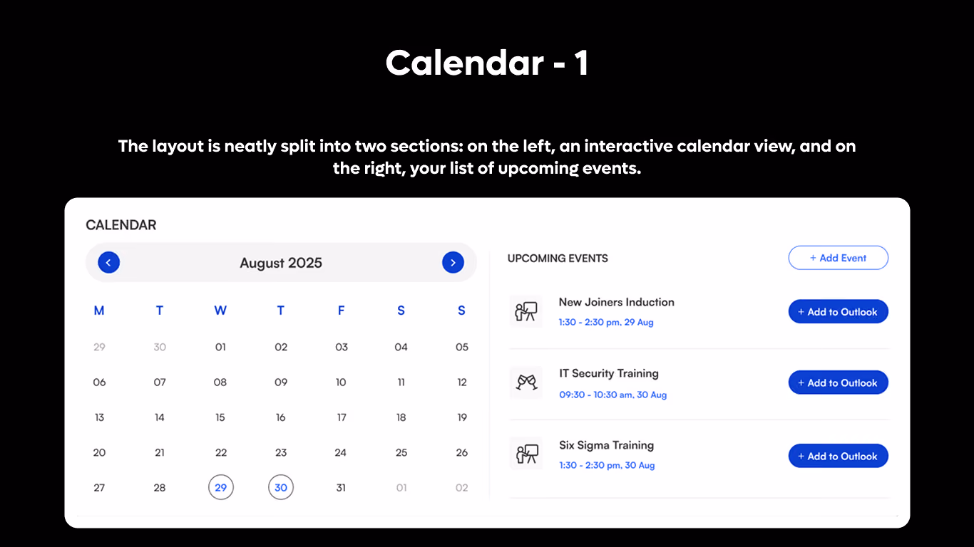 Calendar 01 - Events Calendar with Outlook Sync