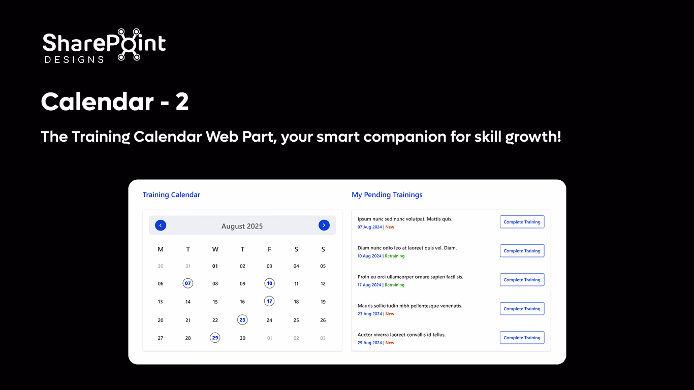 Calendar 02 -  Training Calendar with My Trainings