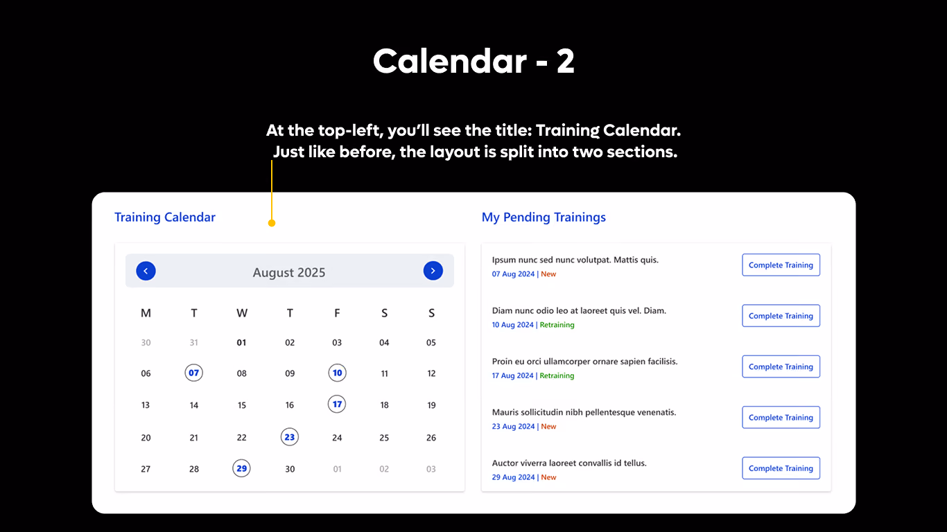 Calendar 02 -  Training Calendar with My Trainings