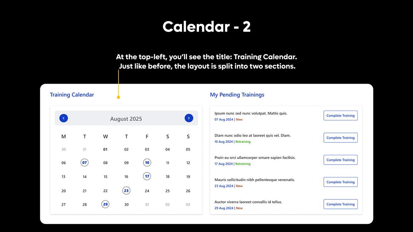 Calendar 02 -  Training Calendar with My Trainings