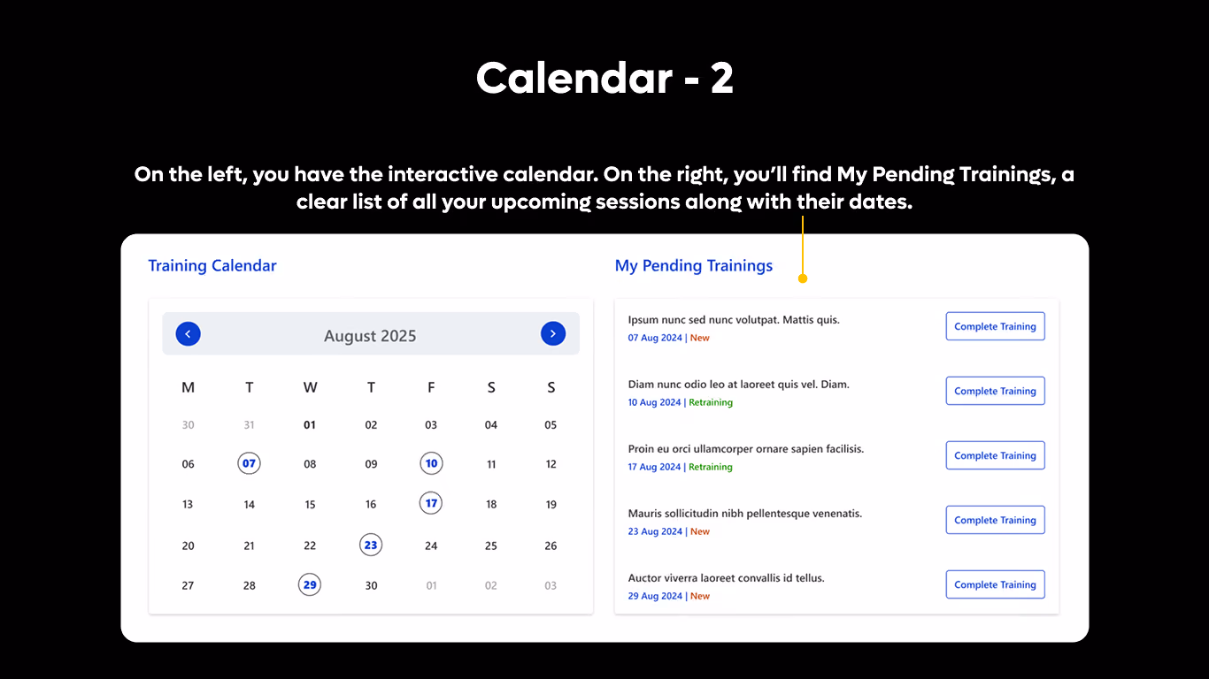 Calendar 02 -  Training Calendar with My Trainings