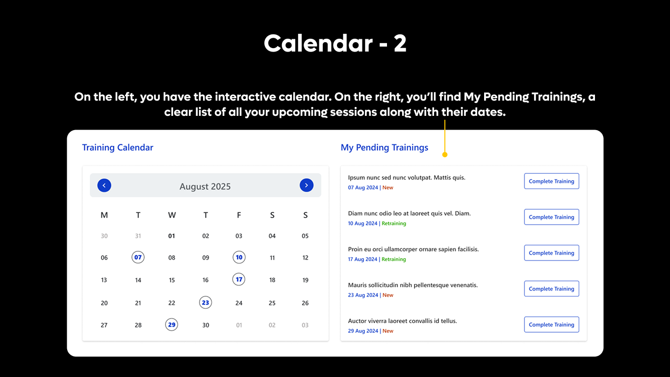 Calendar 02 -  Training Calendar with My Trainings