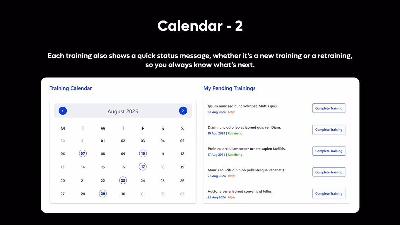 Calendar 02 -  Training Calendar with My Trainings