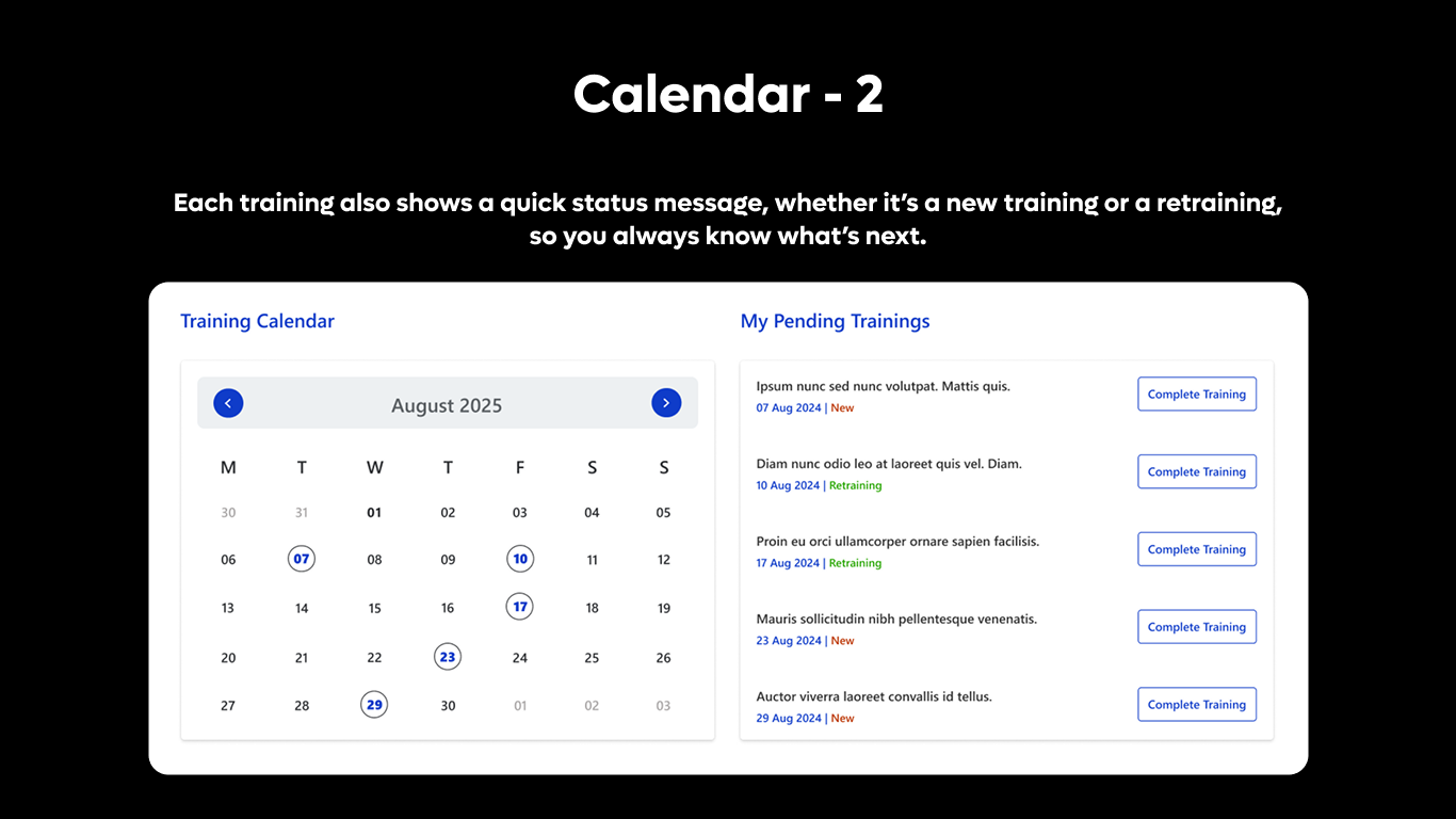 Calendar 02 -  Training Calendar with My Trainings